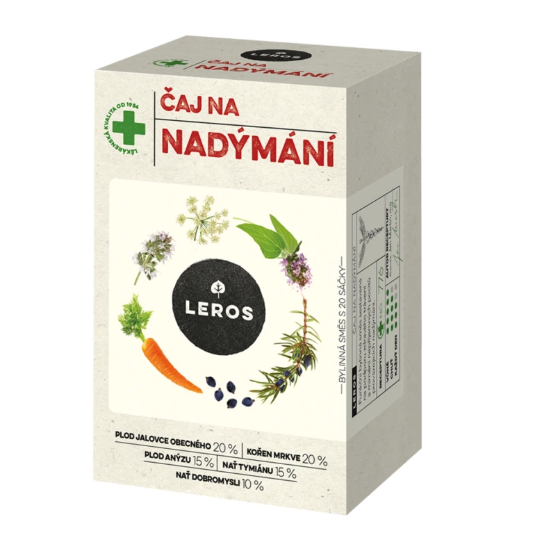Čaj na nadýmání s bylinami značky Leross