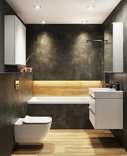 Moderní malá koupelna s WC pro inspiraci při zařizování.
