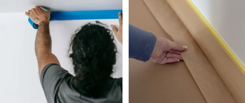 Příprava stropu na malbu páskou a papírem