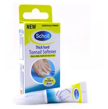 Produkt na změkčení tvrdých nehtů na nohou značky Scholl