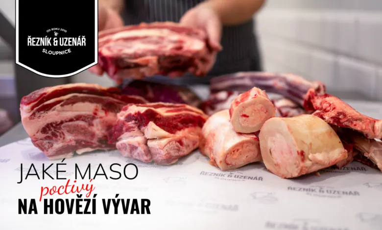 Surové hovězí kosti a maso pro vývar