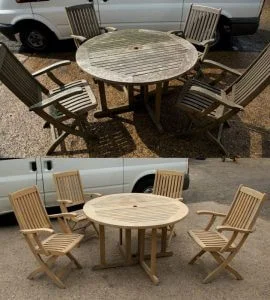 Před a po renovaci dřevěného zahradního nábytku