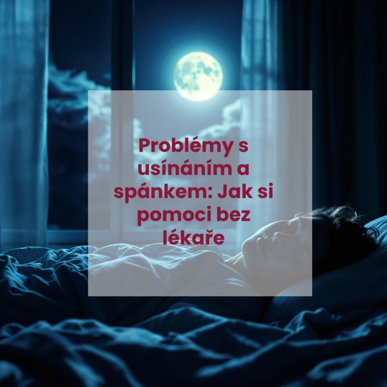 Člověk spí v posteli pod oknem s viditelným měsícem.