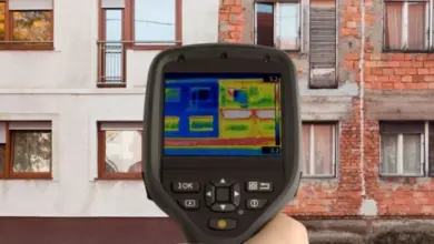 Termokamera při inspekci budovy pro průkaz energetické náročnosti.