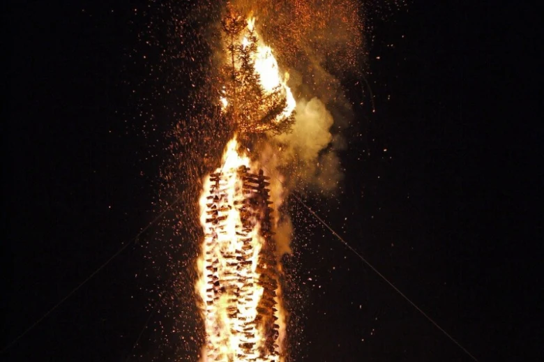 Burning effigy at night
