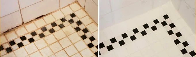 Předpozemí sprchového koutu po čištění kyselinou chlorovodíkovou